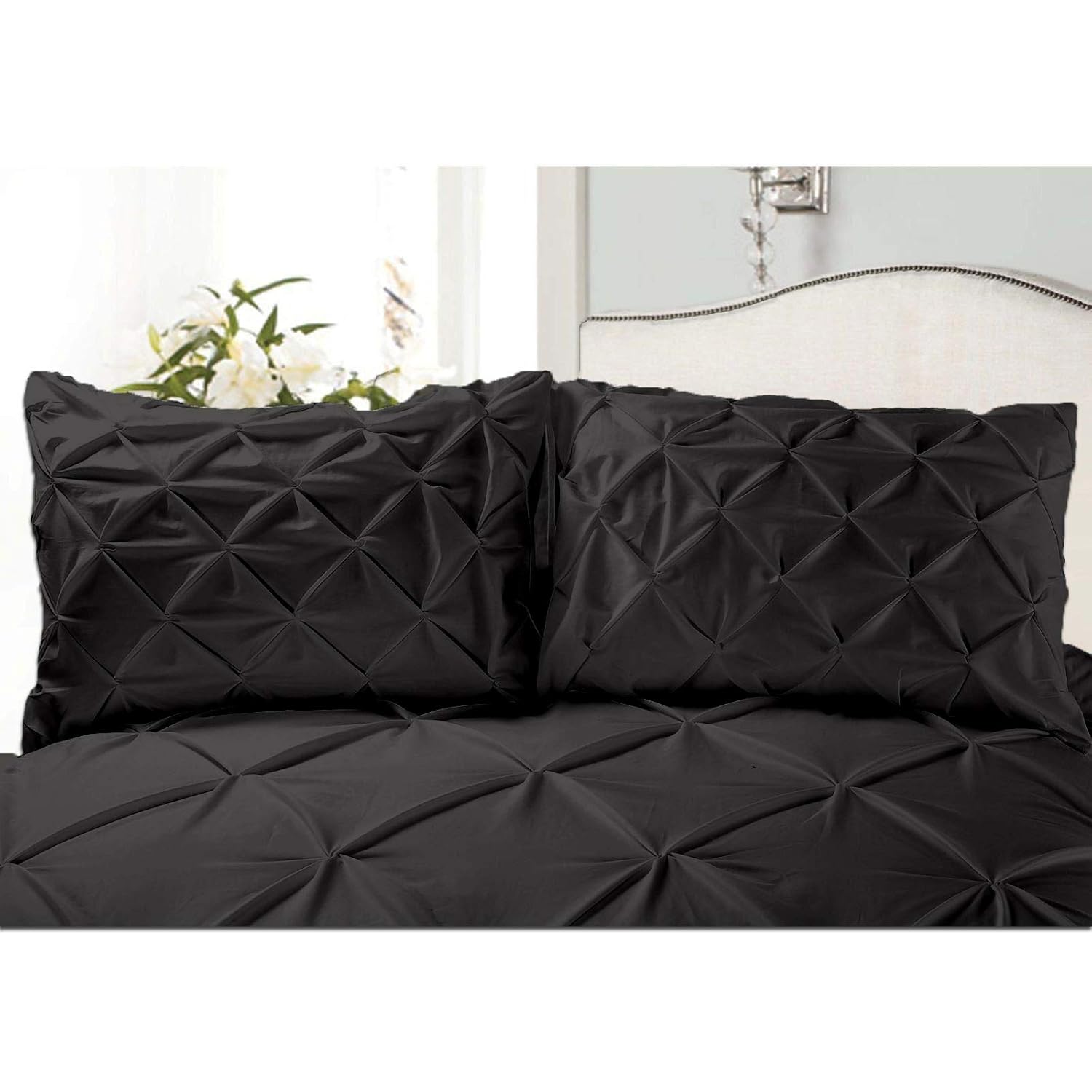 Pintuck Pillow Shams Set of 2pc Hotel Luxury 850TC 100 Organic Cotton