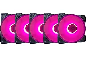 Apevia CO512L-PK Cosmos 120mm Pink LED Ultra Silent Case Fan w/ 16 LEDs & Anti-Vibration Rubber Pads (5 Pk)