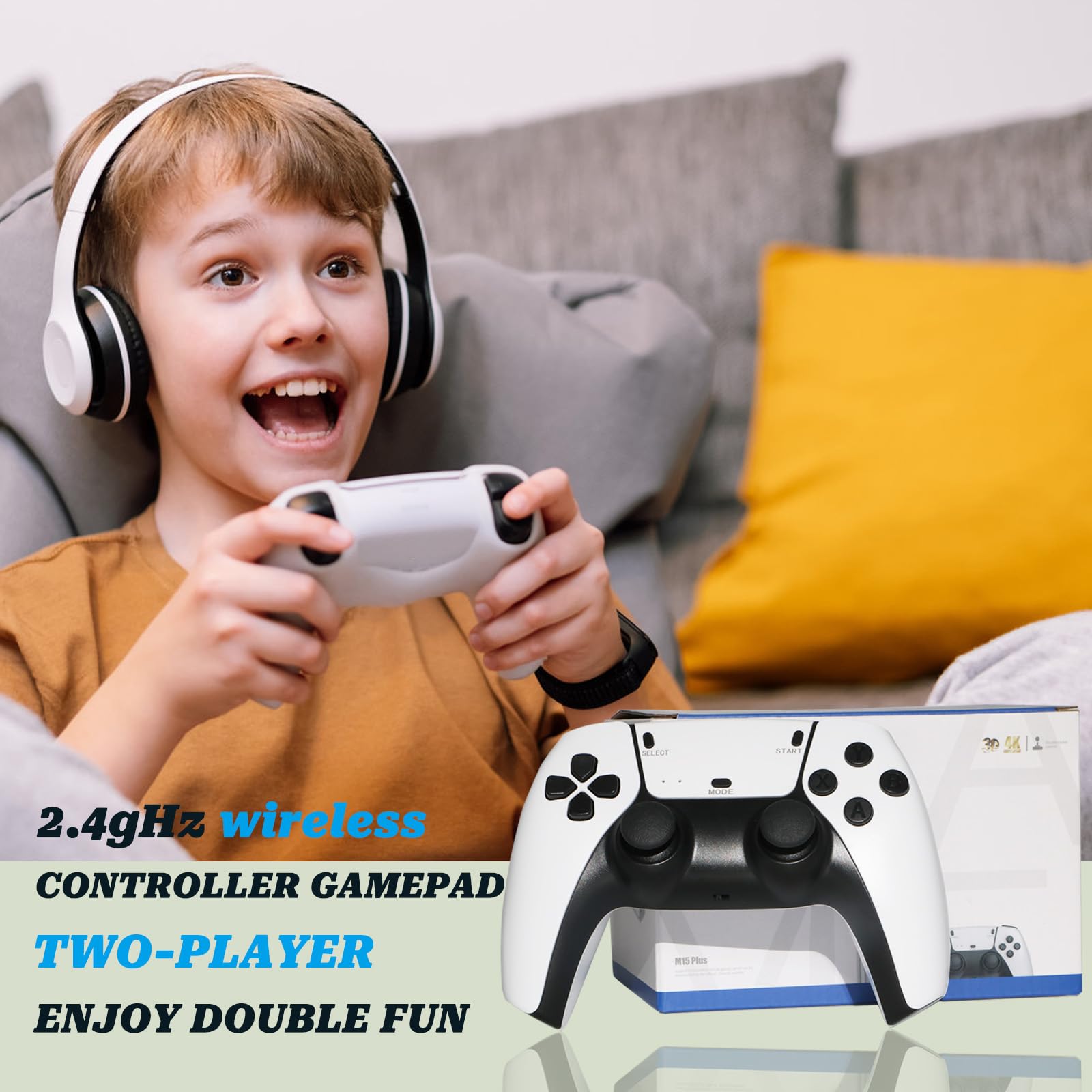 Hikonia Retro Game Console with 20000 Games,Plug & Play Video Game Console 18 Emulators Classic Games,4K HDMI Output for TV,Dual Controllers Birthday Gifts for Boys & Girls 64G