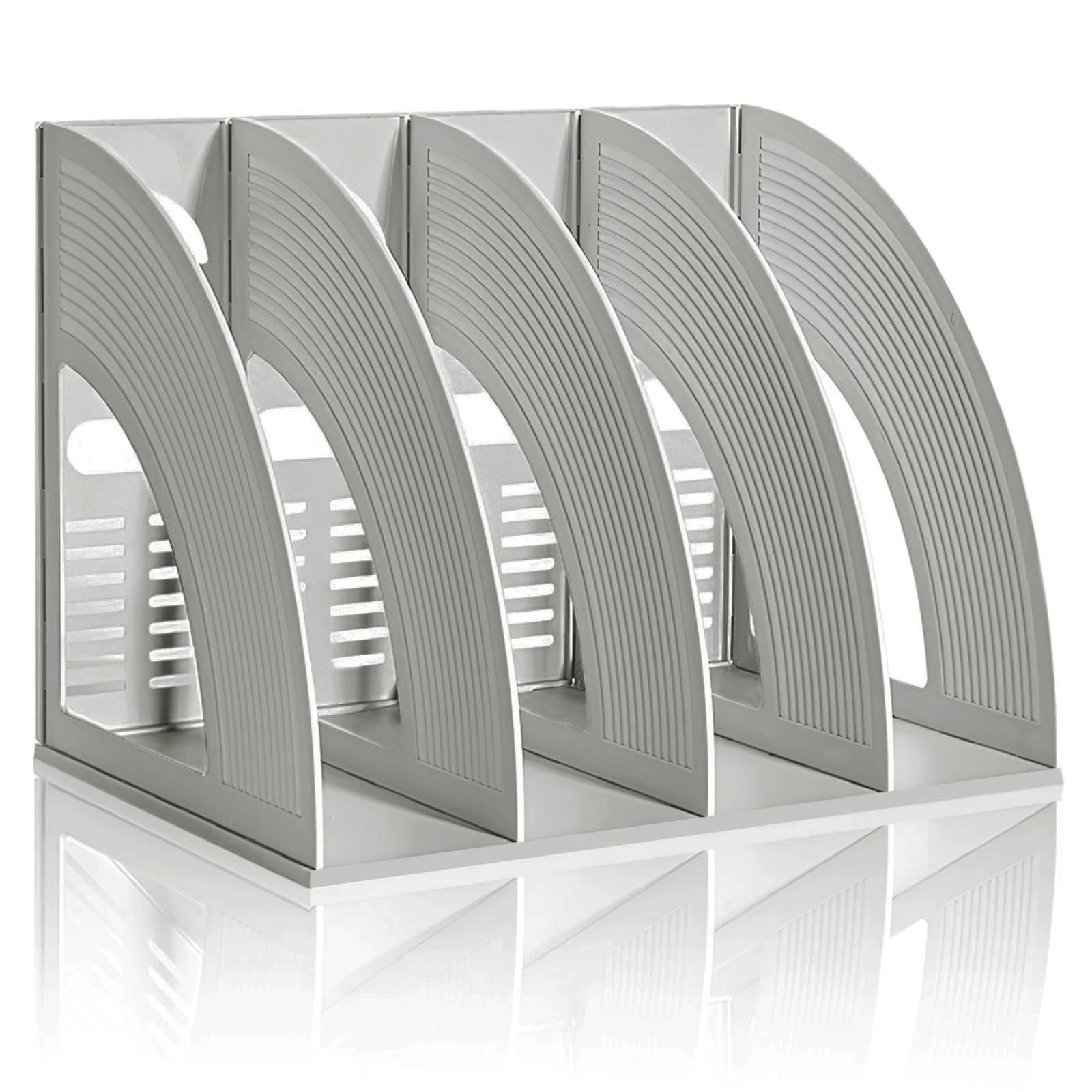 KXF Arched File Organiser Desktop Organizer for A4 Documents File Folder Holder Office Desk Storage Kitchen Organiser Plastic Magazine Rack Dividers 4 Compartments Frame Cabinet For Home School