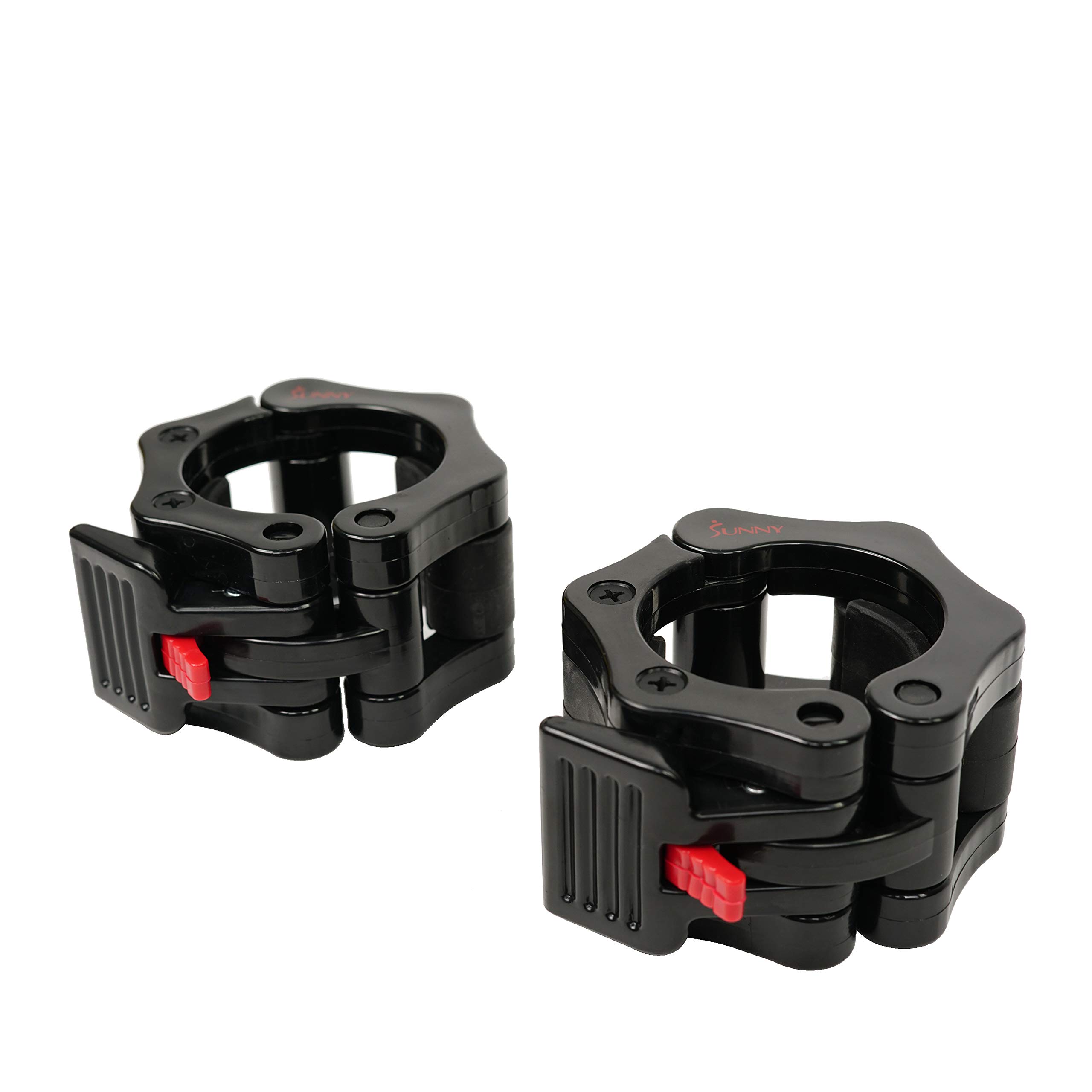 Sunny Health & Fitness Locking Collar Clamps with Quick Release for Olympic Barbells for Pro Training