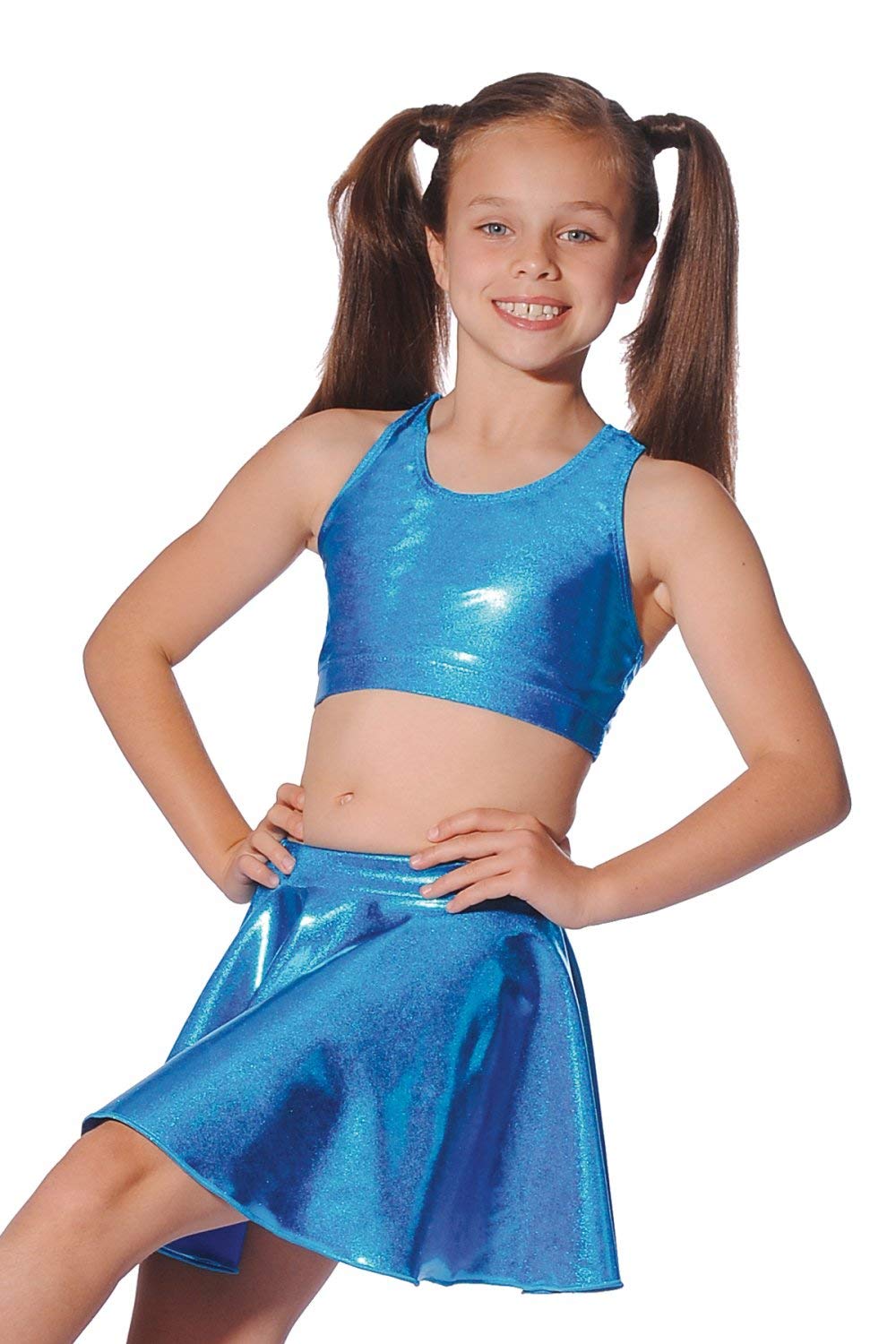 Roch Valley Women Scrop Shiny Metallic Crop Top - Kingfisher, Large