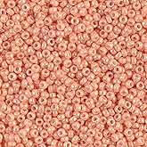 Salmon Opaque Semi-matte Miyuki Japanese round rocailles glass seed beads 11/0 Approximately 24 gram 5 inch tube