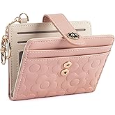 VIMUTI RFID Wallet Women,Slim Small Wallets Embossed Flower Leather Bifold Compact Ladies Girls Wallet with Credit Card Holder Zipper Coin Pocket Pink