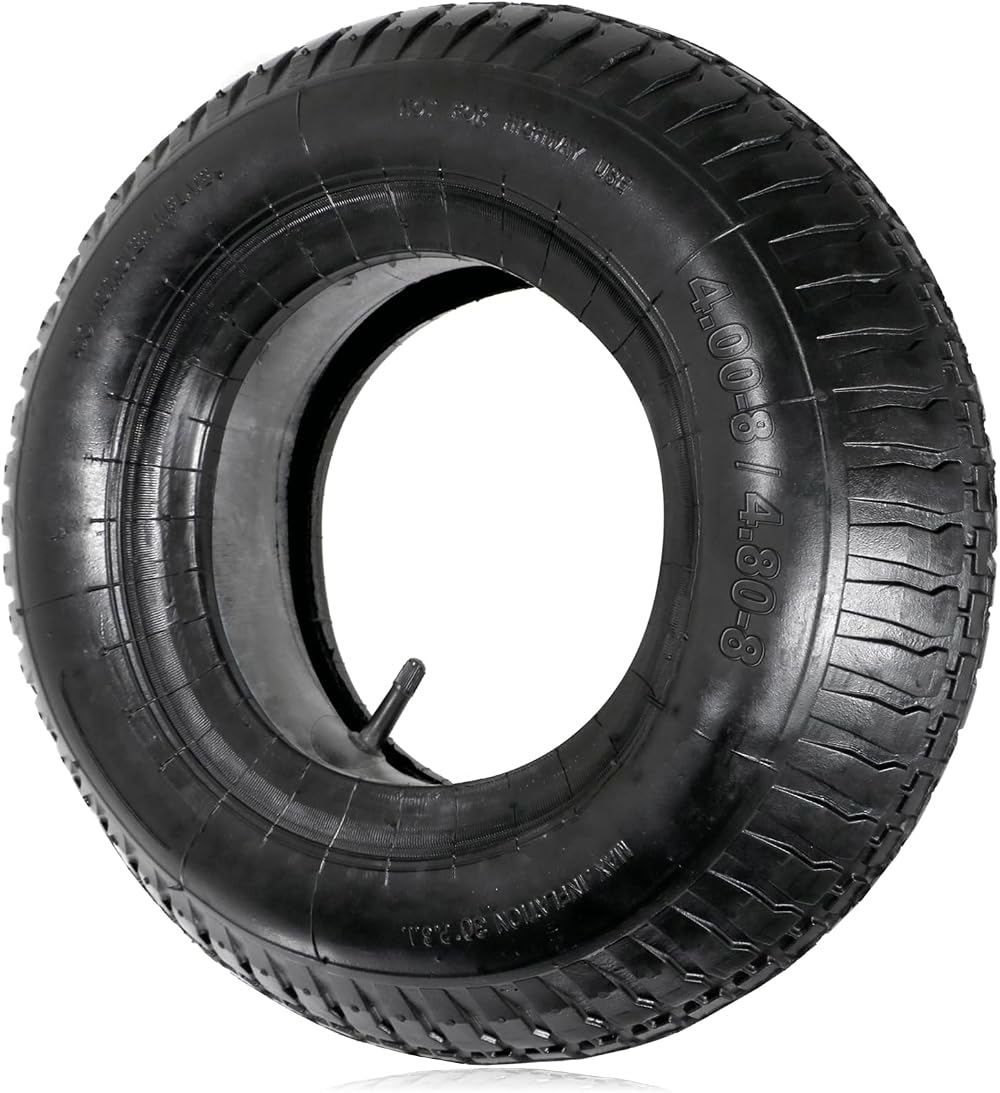 Spares2go Wheelbarrow Wheel Tyre and Inner Tube 4.00-8 4.80-8 35psi
