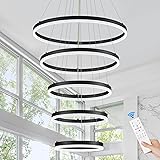 Benkut 5-Rings Modern LED Chandelier Black High