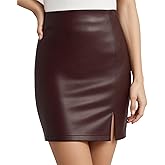 MANGOPOP Women Faux Leather Skirt High Waist Bodycon Pencil Mini Leather Skirt with Shorts