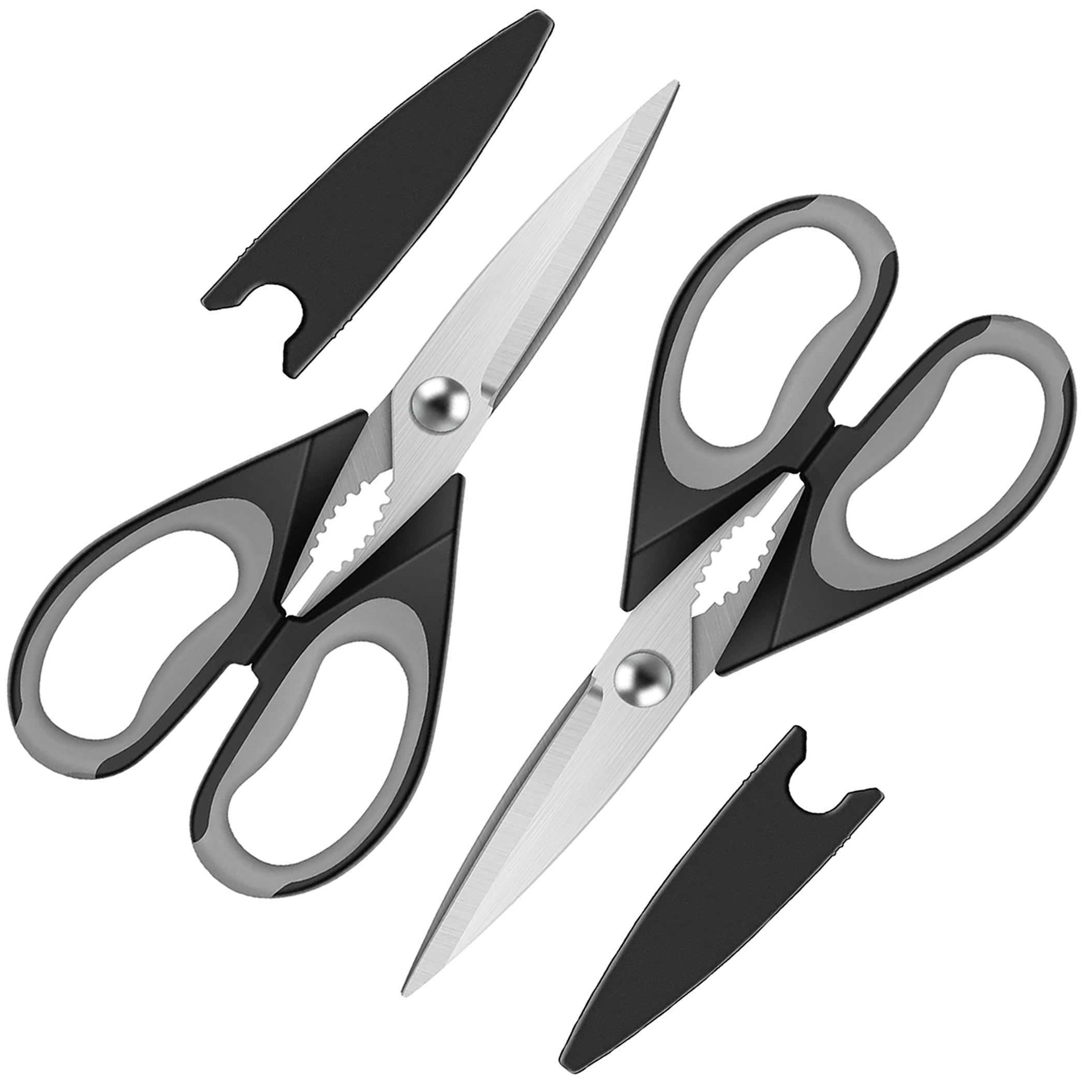 Heavy Duty Kitchen Scissors, 2 Pcs Kitchen Meat Scissors, Sharp Multipurpose Utility Stainless Steel Scissor, Kitchen Shears for Chicken, PoultryMeat, Vegetables, Herbs, BBQ, Bottle & Jar Opener