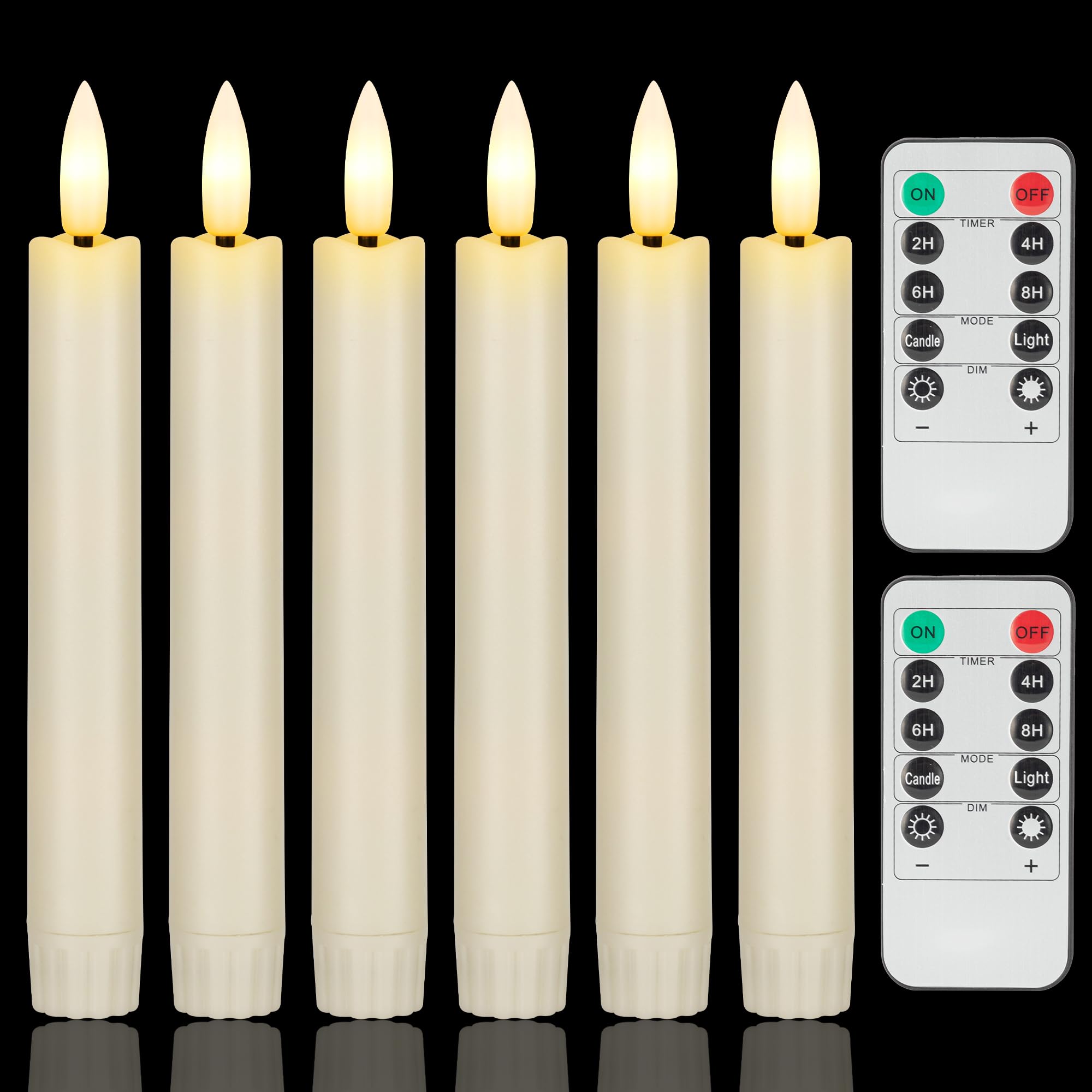 Photo 1 of AFINETH 6.4 Inch Flameless Taper Candles with Remote, Short Flickering Battery Operated Candles, Ivory Led Flameless Candlesticks for Weeding Home Party Festival Decor, 6 Pack