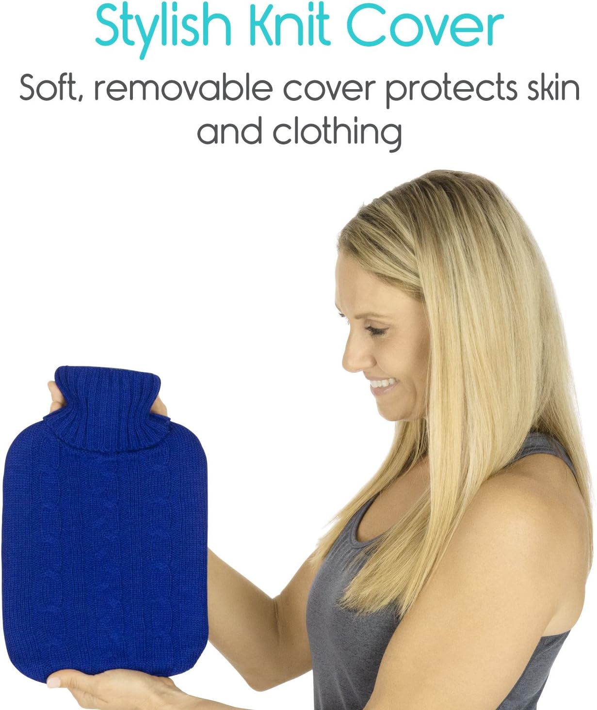 Arctic Flex Hot Water Bottle (XL 2 Liter) - Heat Up Rubber Cold Pack - Cramp Compress with Cover - Portable, Reusable, Reheatable and Transparent Ice Bag - Therapy Heating Pad - Warming Pain Relief: Health & Personal Care