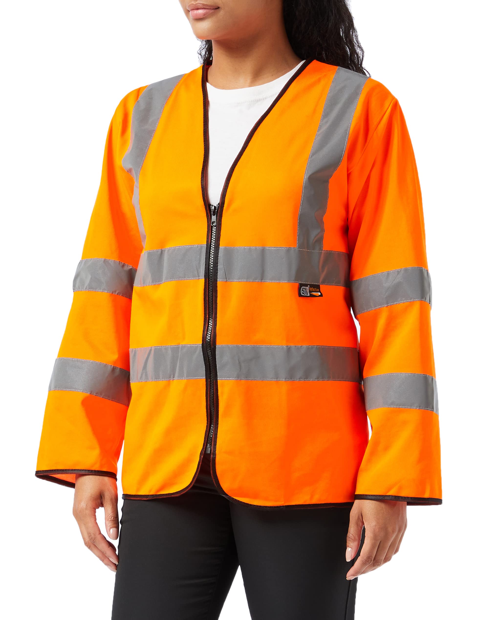 Supertouch 32681 Long Sleeved Hi Vis Zip Vest, Small, Orange
