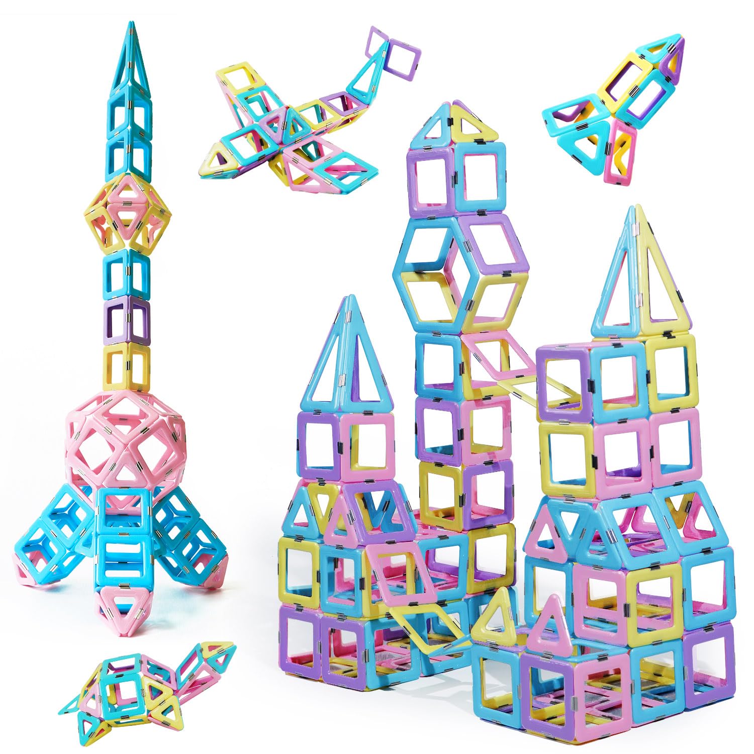 Magblock 80 PCS Magnetic Building Blocks Education Construction Toy Gift for Kid 3 4 5 6 7 Years Old- Boys and Girls