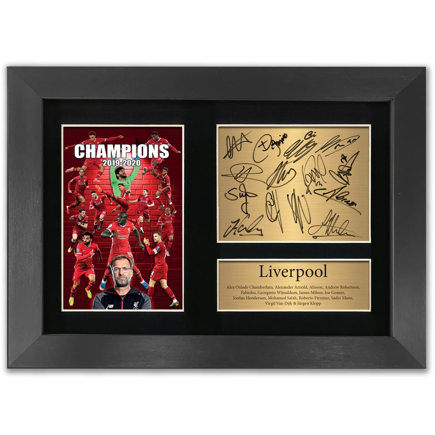 BF Liverpool Autograph Premier League Champions 2019/2020 Display Signed A4 Printed Autograph Football Photo Picture Display in BLACK FRAME No33