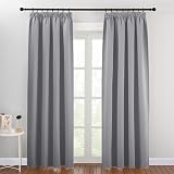 PONY DANCE Thermal Blackout Curtain 2 Pack Silver Grey L 140 x H 200 cm