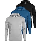 Real Essentials 3 Pack: Men's Mesh Long Sleeve Athletic Pullover Hoodie Sweatshirt Pockets UPF 50+ (Available in Big & Tall)
