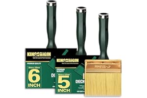 Kingorigin Deck Stain Brush Set, 3 Pack Large Paint Brushes (4", 5", 6") with Threaded Extension Hole, Deck Stain Applicator, Masonry Brush, Stain Brushes for Wood Deck, Fence, Walls and Furniture