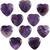 mookaitedecor Set of 10 Heart Shaped Love Crystal CAB Flatback Stone for Jewelry Making, Natural Amethyst Cabochon Stones Crystals Bulk for DIY Crafts, 30 mm