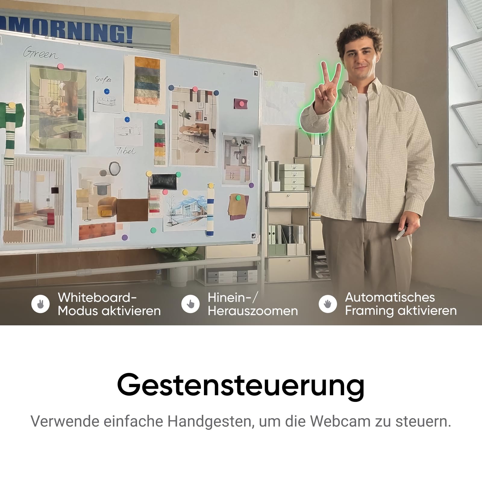 Insta360 Link 2C Standard Bundle Graphitschwarz - 4K Webcam für PC/Mac, 1/2" Sensor, Auto-Framing, HDR, Mikro mit KI-Geräuschunterdrückung, Gestestenkontrolle für Streaming, Videoanrufe, Gaming 7