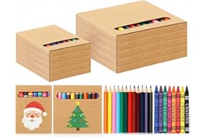Weekgrat 10 Sets Colored Pencils and Crayons Bulk Christmas School Classroom Party Favors, Holiday Gift Bundle Craft Supplies in Box Mini Pencils Crayons Teacher Supplies, Cute Xmas Students Gifts