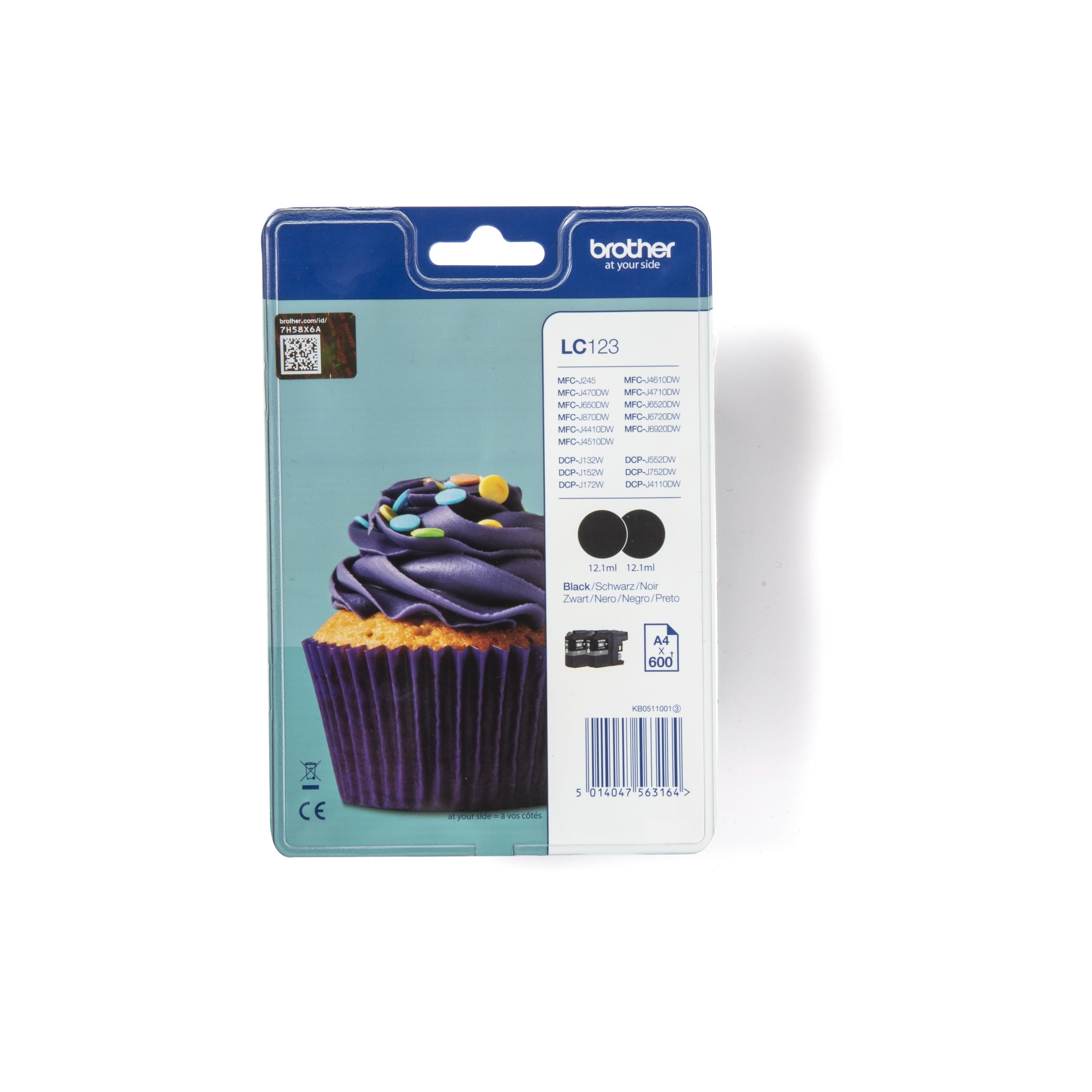 Brother LC-123BK Inkjet Cartridges, Black, Twin Pack, Standard Yield, Includes 2 x Inkjet Cartridges, Brother Genuine Supplies