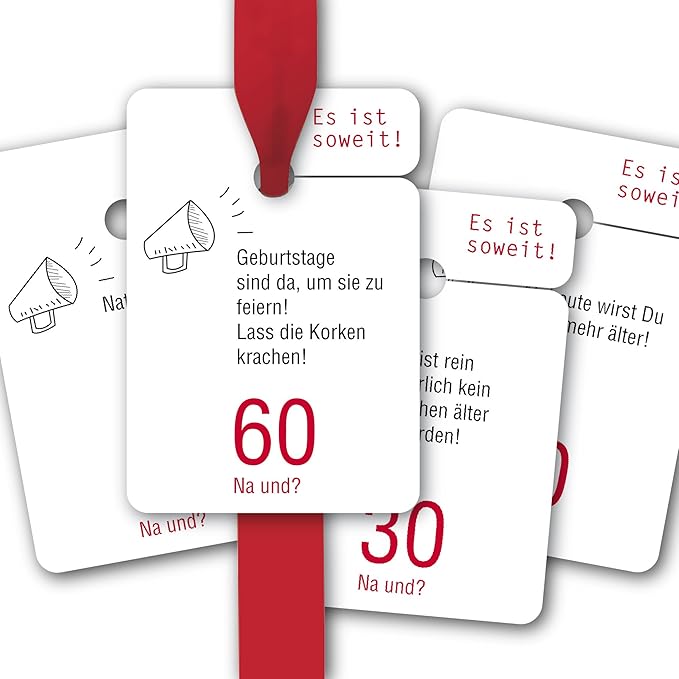 Geburtstags Geschenk Anhänger | Papieranhänger | Geschenk Karten (64Stk) zum 30, 40, 50. und 60. Geburtstag: Du bist rein äuß
