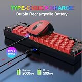 Snpurdiri 2.4G Wireless Gaming Keyboard and Mouse Combo 60 Percent Black Red view 4