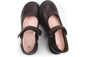 Tobfis Girl's Mary Jane Flats Lightweight School Uniform Shoes Black Dress Shoes (Toddler/Little Kid/Big Kid/Youth)