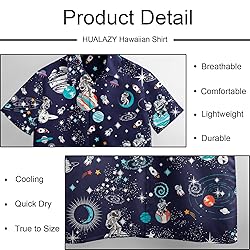 HUGLAZY Astronaut Space Hawaiian Shirts for Men