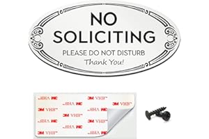 SignSeries No Soliciting Sign - No Knock, Door Sign - 3" x 6" - Mounting Hardware Included, Easy Installation on Wall, Glass, or Doorbell - Heavy-Duty and Weather-Resistant (White)