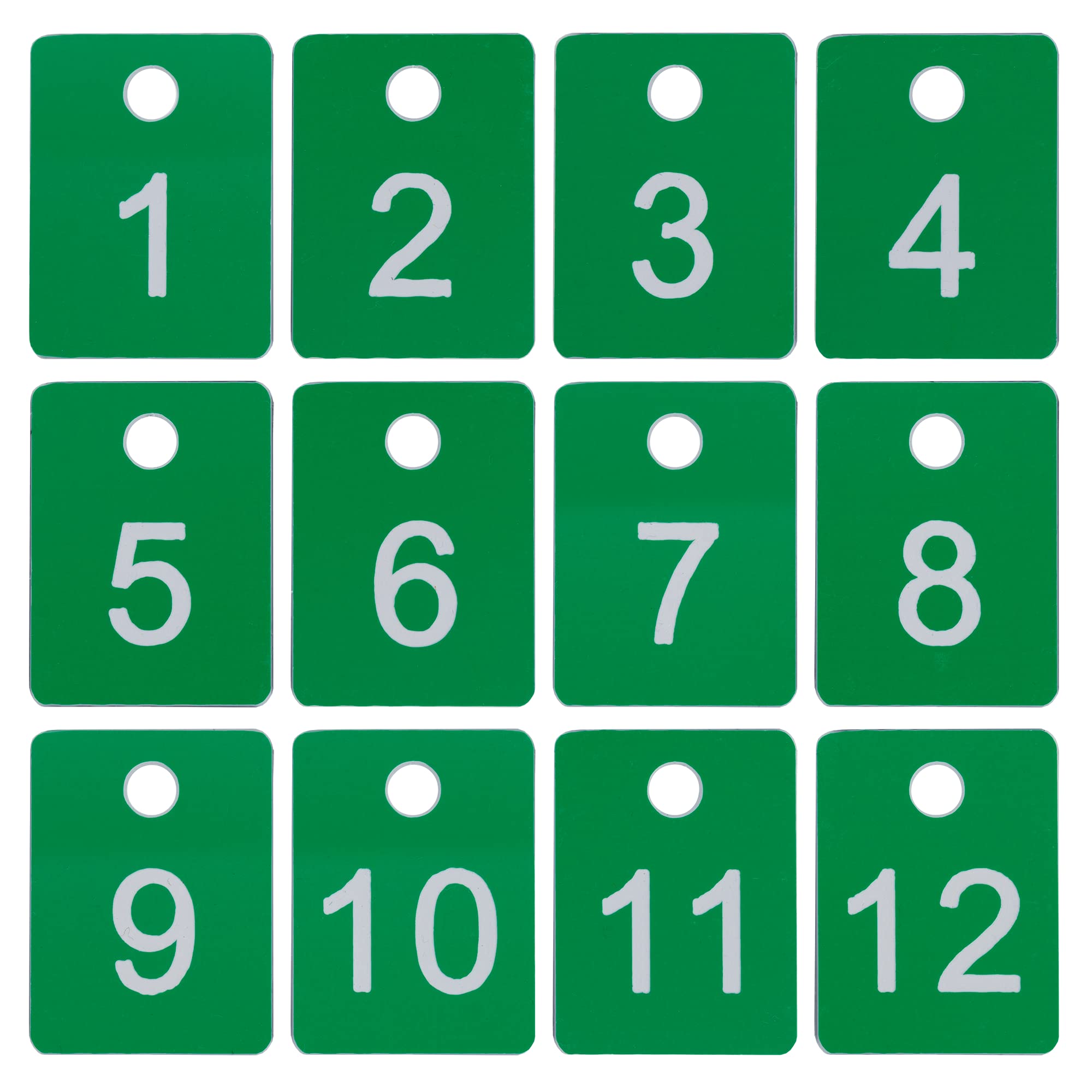ABS Plastic Numbered Tags Rectangle Key Tag ID Tags Number Disc with Hole (1-50, Green)
