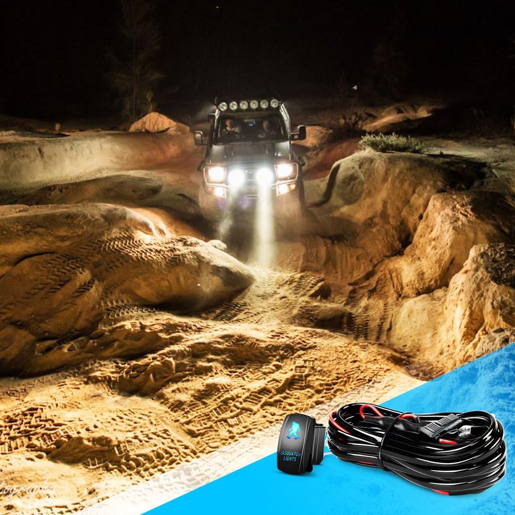 Nilight NI -WA 07 LED Light Bar Wiring Harness Kit SASQUATCH LIGHTS 12V 5Pin Rocker Switch Laser On off Waterproof Switch Power Relay Blade Fuse-2 Lead,2 Years Warranty: Automotive
