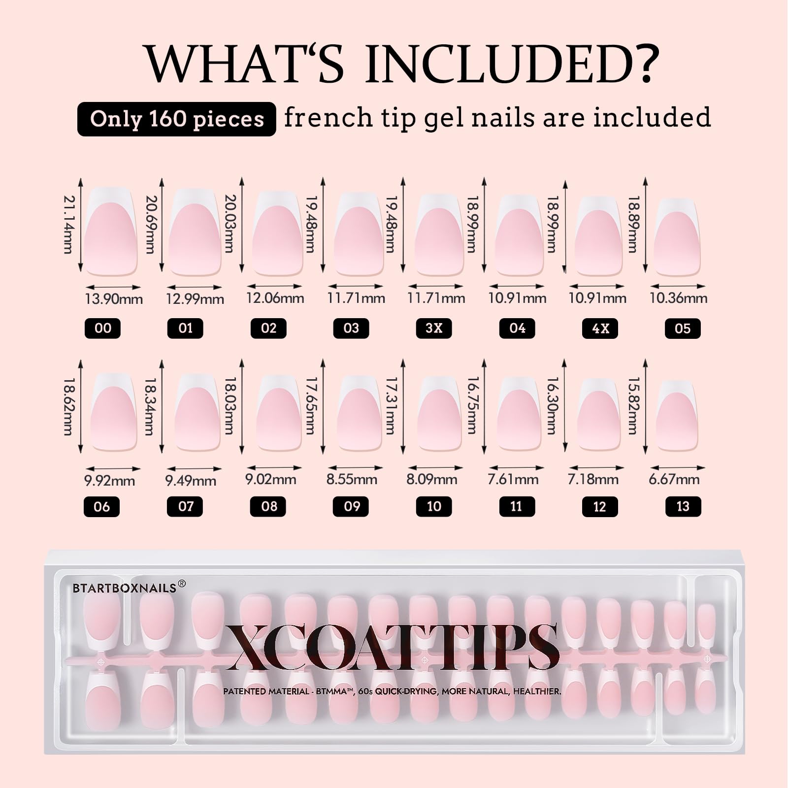BTArtboxnails French Gel Nail Tips - French Tip Press on Nails Pink Short Coffin XCOATTIPS for Nail Extensions - Image 6