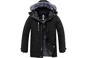 Wantdo Men's Big and Tall Winter Coat Warm Long Puffer Jacket Thickened Snow Parka Outerwear with Removable Fur Hood