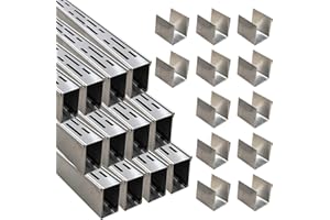 SXSJMY Pool Deck Drain 1.7-Inch Wide X 39.3-Feet Long,Silver Outdoor Deck Drainage System 304 Stainless Steel with Coupling,Channel Drain for Concrete/Paver/Patios/Walkways