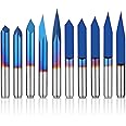 Genmitsu 10 Pcs 1/8'' Shank CNC Router Bits Set, Flat V-bit & Triangular V-bit, 20 /30 /45 /60 /90 Degree 0.1mm Tip, Nano Blu
