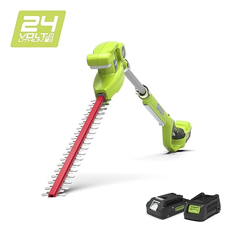 Greenworks 24V Akku-Teleskop-Heckenschere 51cm, inklusive 2Ah Akku und Ladegerät - 2200207UA