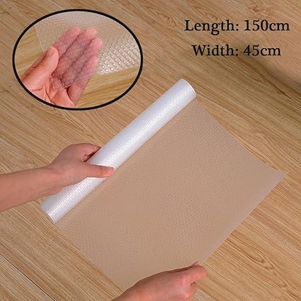 GETKO WITH DEVICE EVA Non-Adhesive Waterproof Non-Slip Washable Mat for Home, Refrigerator, Office, Cars (150x45cm, Transparent)