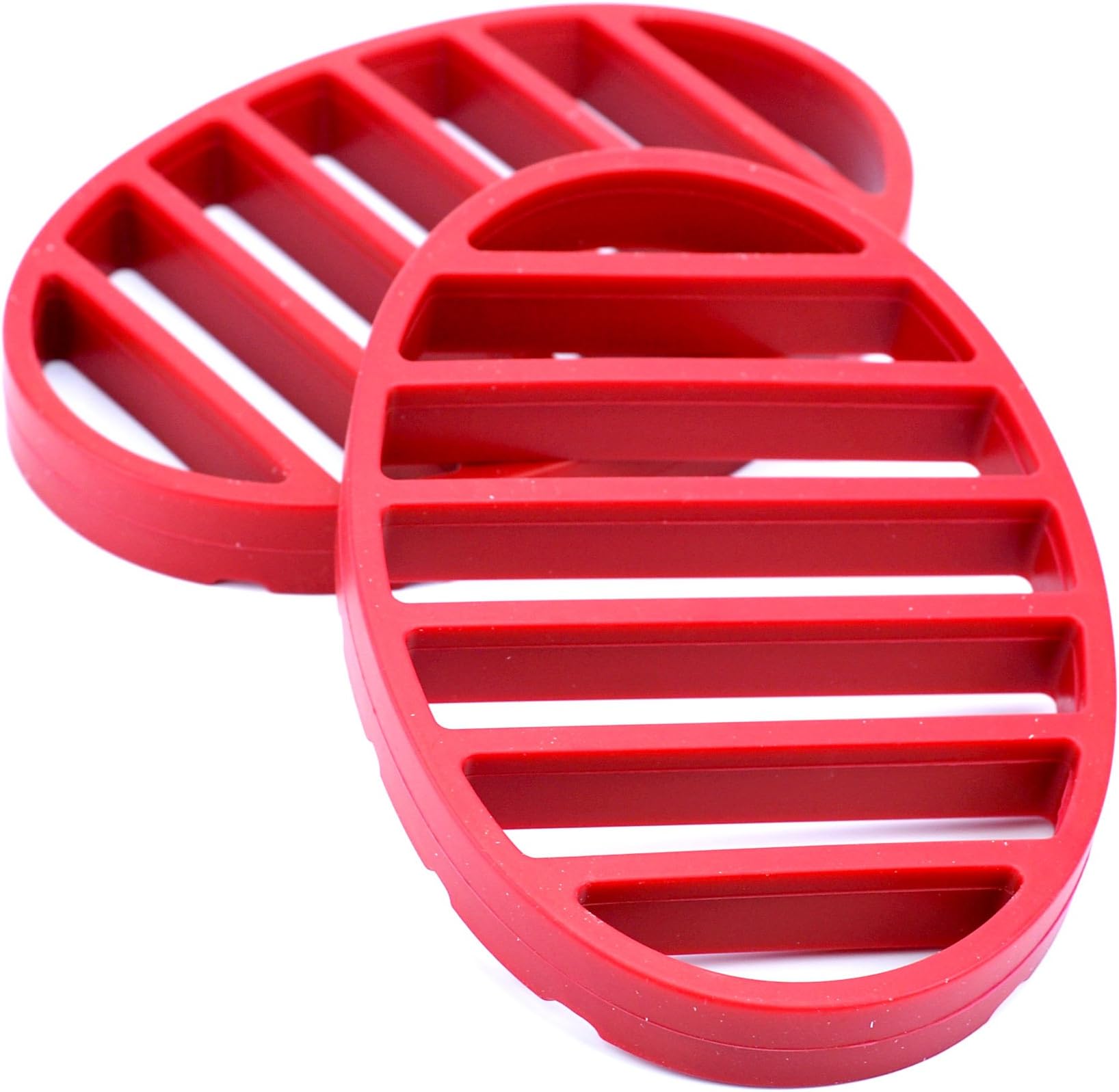 Roast Rack, Nonstick Silicone Oval Roasting Rack For Turkey - Red (pack Of 2)
