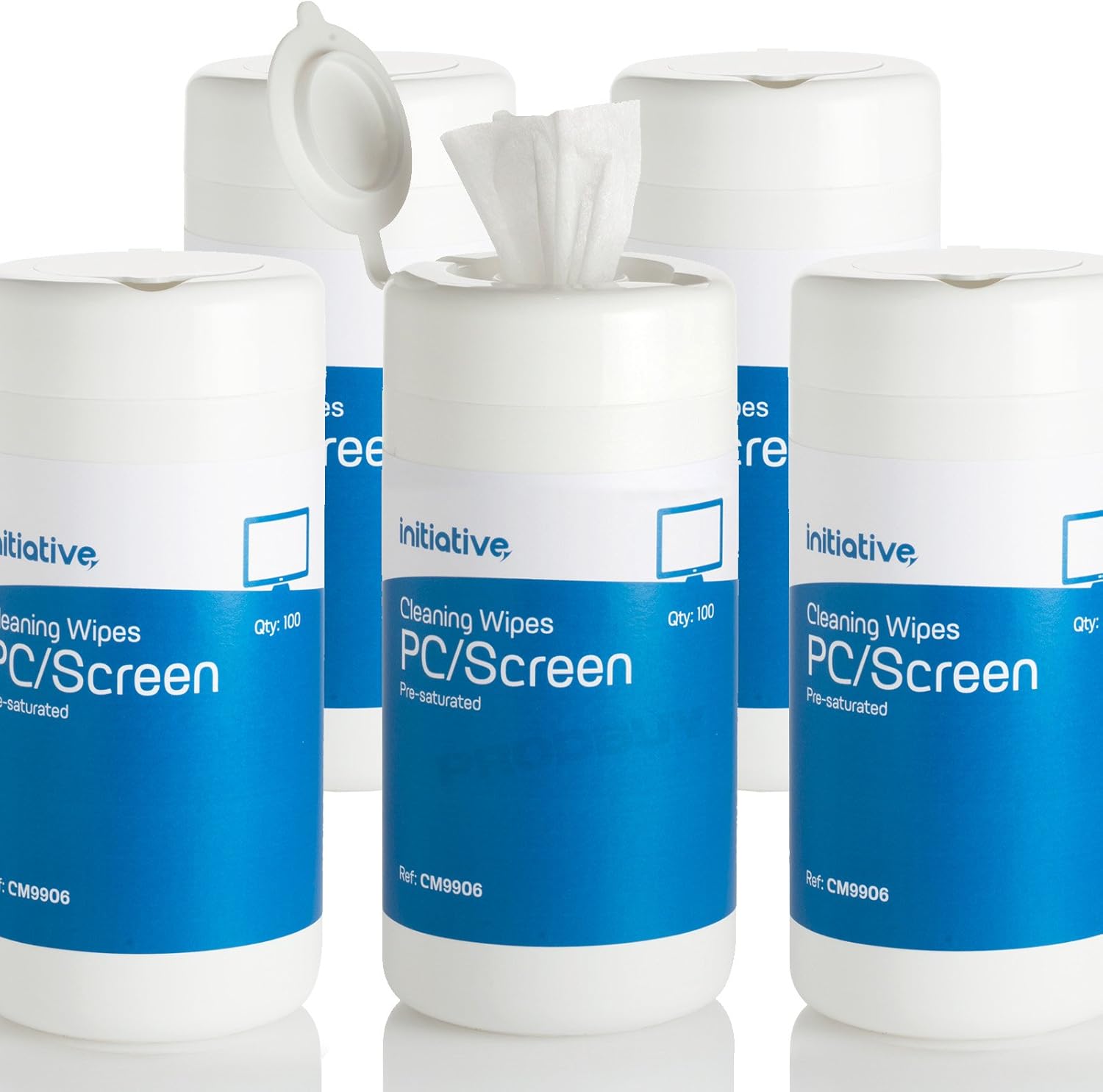 [Pack of 5] Tub of 100 Quick Drying PC & Laptop Screen Cleaning Wipes