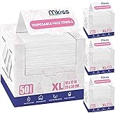 Large Disposable Face Towels 200 Count, 10"×12" Ultra Thick Premium Biodegradable Facial Towels, Makeup Remover Dry Wipes, Soft Clean Face Towelettes for Sensitive Skin, Skincare and Women Cleaning