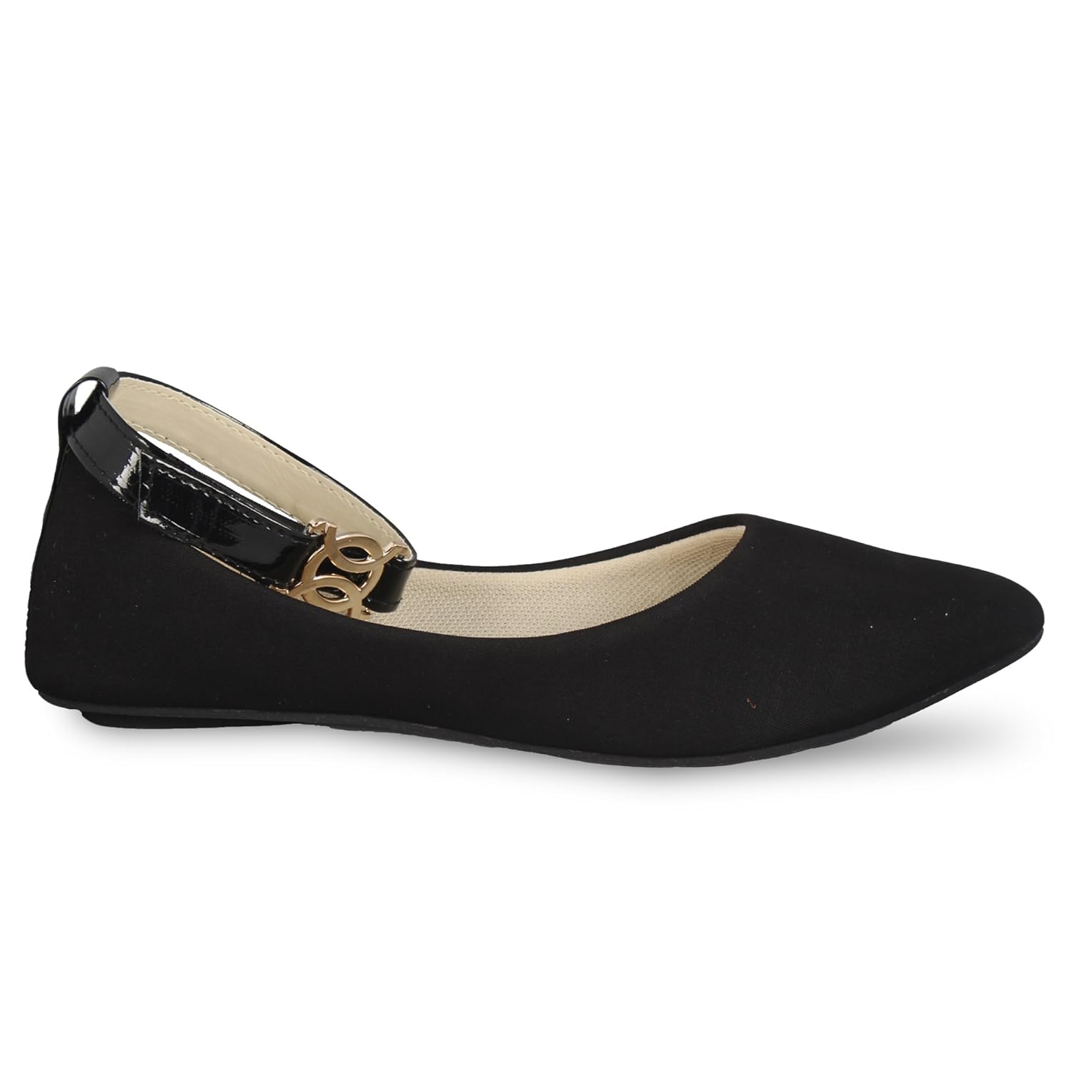 anand archies girl's black leather bellies