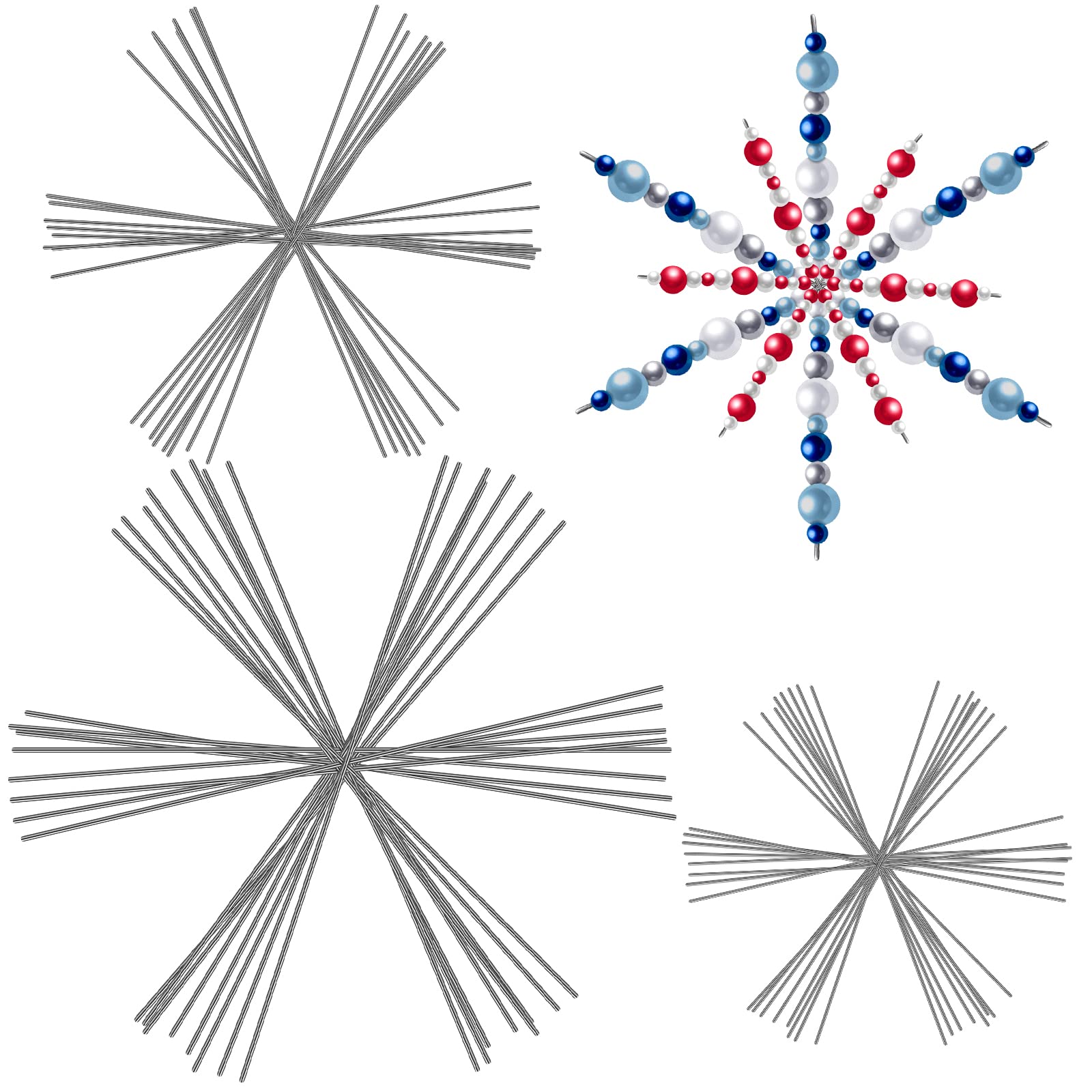 Hotop Snowflake Wire Personalized Metal Christmas Snowflake Wire for DIY Bead Ribbon Charms Party Decorations Fun Beading Project(48 Pcs,3.5/4.5/6 Inch)