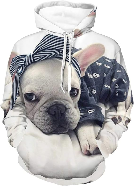 Amazon パーカー メンズ レディース フレンチブルドッグ 犬柄 秋冬服 シャツ 長袖パーカー プルオーバー フード付き ストリート トレーナー 男女兼用 おしゃれ 厚手 カジュアル ポケット付き プリント 柔らかい 上着 トレーナー パーカー 通販