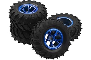 HIRCQOO 4.72''OD Rubber Tires & Wheel Rim 12mm Hex Hub Compatible with RedCat Volcano Traxxas Rustler HPI HSP Tamiya Exceed Himoto 1/10 Off-Road Monster Truck,120mmx56mm (Blue)