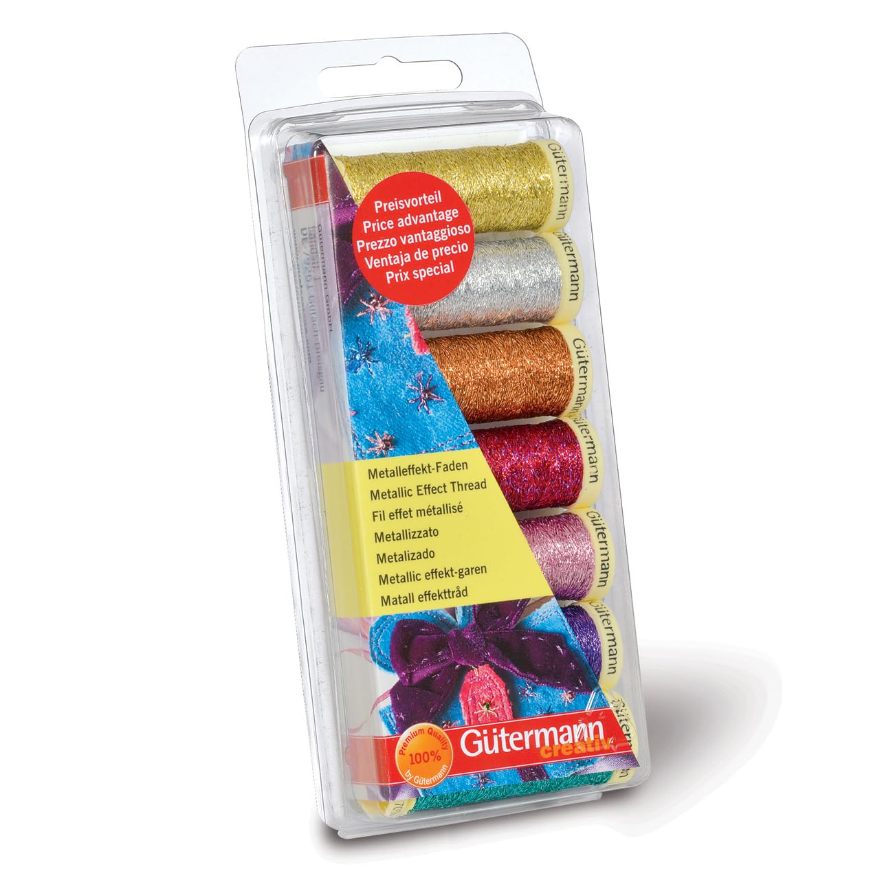 Gütermann - Assorted Colours Metallic (50m) Sewing Thread Set - 7 Pieces, ['Silver', 'Gold']
