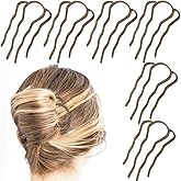 6 Piece Metal Hair Side Combs Hair Fork Clip Pins for Updo Bun, U Shape for Vintage Hairstyle Hair Accessories (Bronze-4 Teeth)