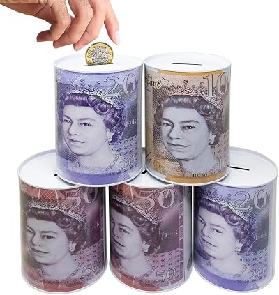 BARGAINS-GALORE Pound Note Design Money Tin 5 Piece Set Saving Box 15x10cm