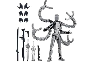PKGHOKIDS Already Assembled T13 Action Figure Accessories,T13 Multi-Jointed Movable,for Collectors Desktop Decorations t-13 Movability 3D Printed Toys (Gray)