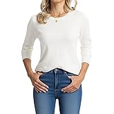 QUALFORT Women's 100% Cotton Sweater Midweight Long Sleeve Soft Knit Pullover Sweater 2026 Fall Winter Tops