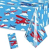 Airplane Birthday Party Tablecloth 54'' x 108'' Airplane Aircraft Table Covers for Aviation Theme Boys Baby Shower 1st 2nd 3rd 4th Birthday Party Table Supplies Decorations